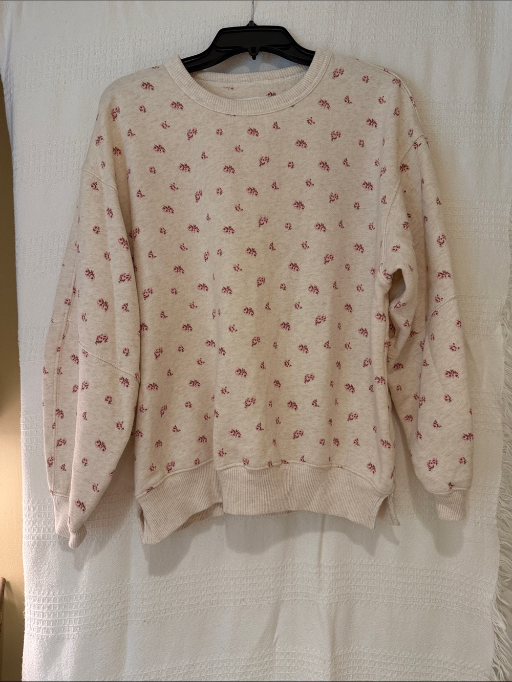 Cream Floral Print Crewneck Sweater